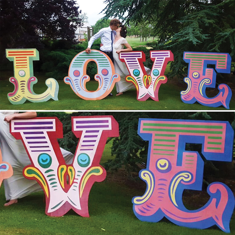 FOR SALE Carnival Coloured LOVE Freestanding Wooden Letters 4